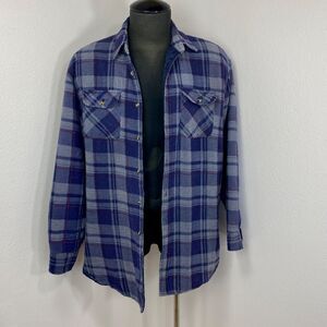 Vtg Northwest Territory Mens Plaid Chore Jacket Shirt Quilted Cotton Flannel LT